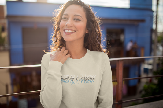 Women wearing a sand Defined By Essence sweatshirt, while hanging outside